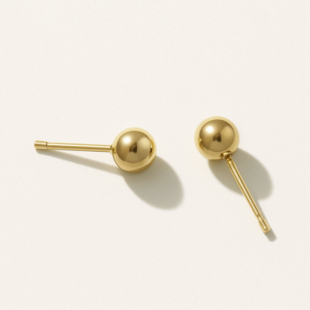 Boucles d’oreilles billes dorées 4 mm en or 10 carats