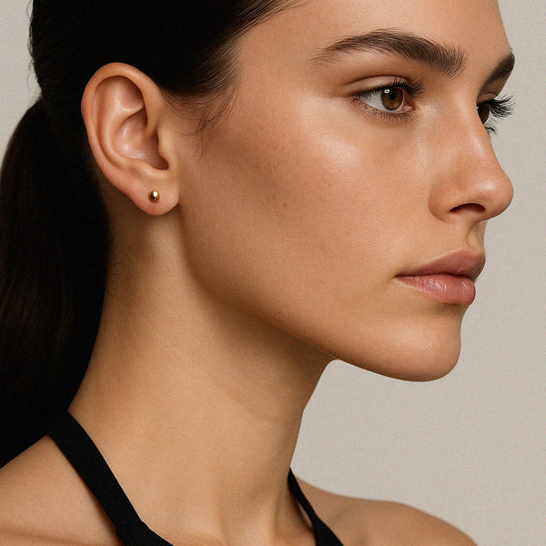 Load image into Gallery viewer, 4 mm gold bead earrings in 10k gold

