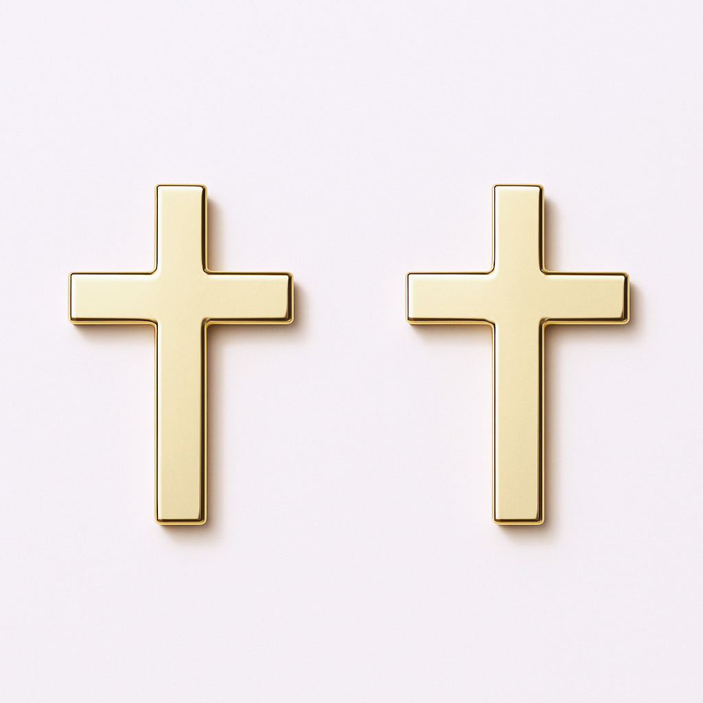 Boucles d'oreilles croix en or 10 carats