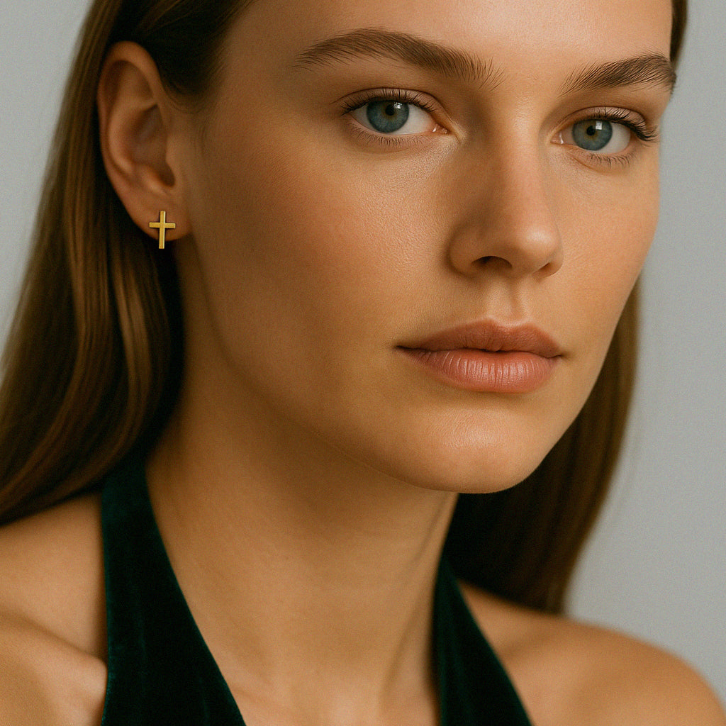 Boucles d'oreilles croix en or 10 carats