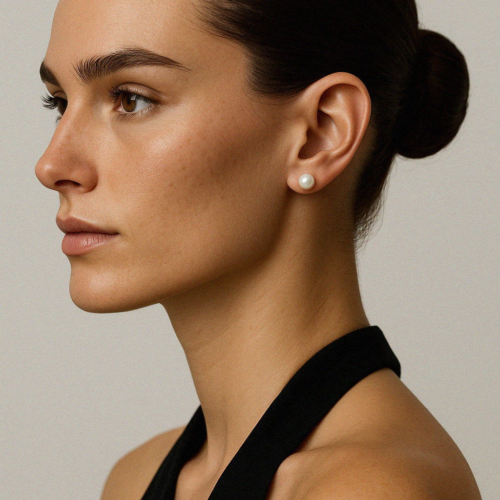 Boucles d’oreilles perles de culture rondes 6 mm avec tige en or 14 carats
