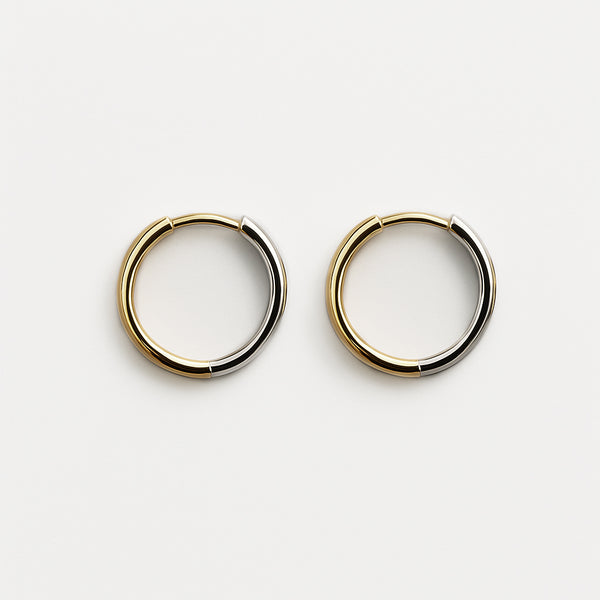 Charger l&#39;image dans la galerie, Boucles d’oreilles anneaux 11 mm en or jaune &amp; blanc 10 carats
