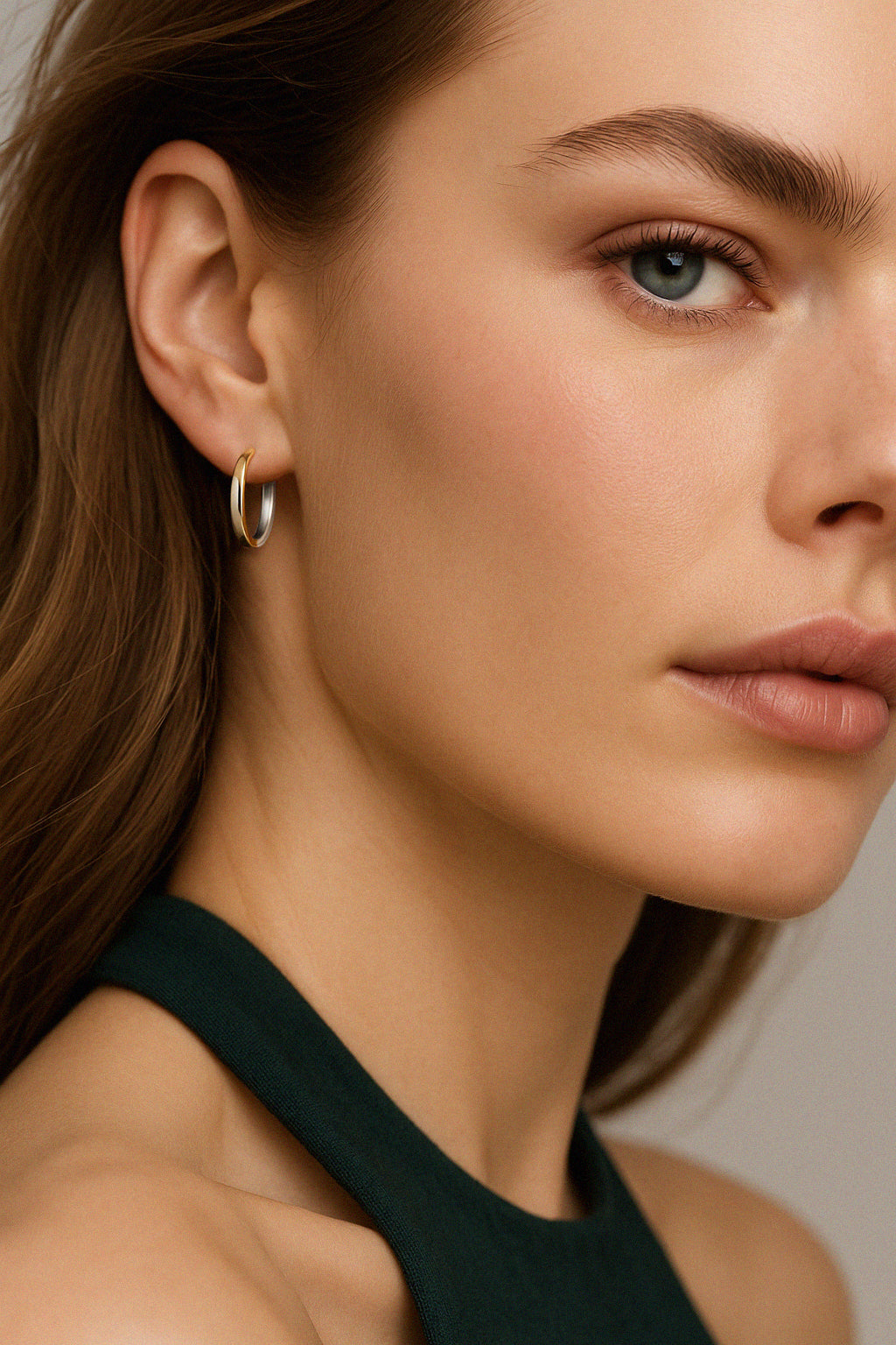 Boucles d’oreilles anneaux 11 mm en or jaune & blanc 10 carats