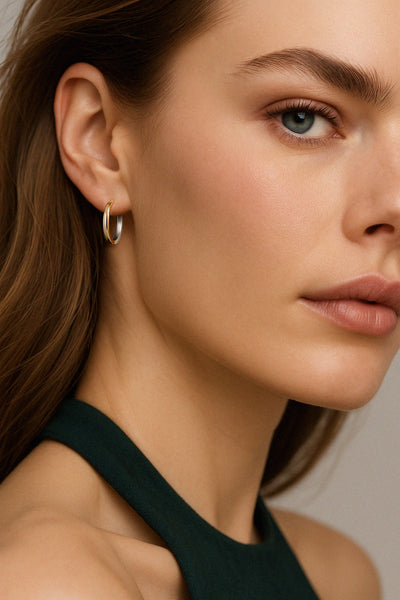 Charger l&#39;image dans la galerie, Boucles d’oreilles anneaux 11 mm en or jaune &amp; blanc 10 carats
