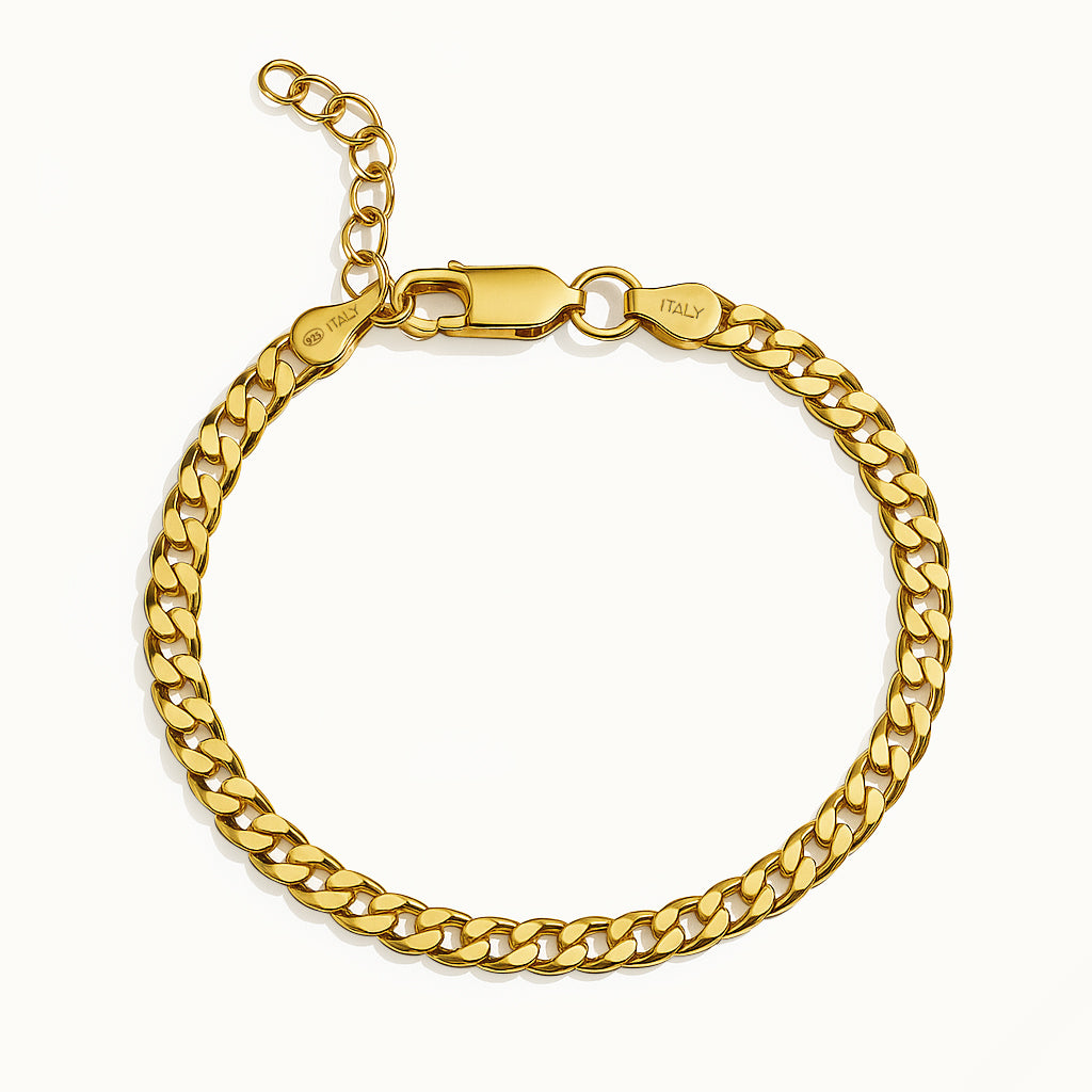 Gold vermeil flat curb link bracelet