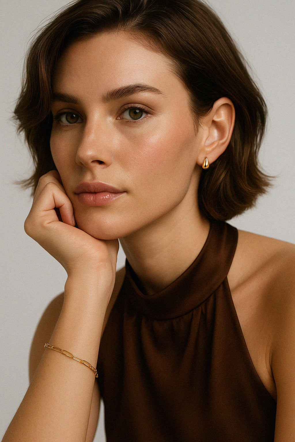 Bracelet à mailles trombone en or vermeil