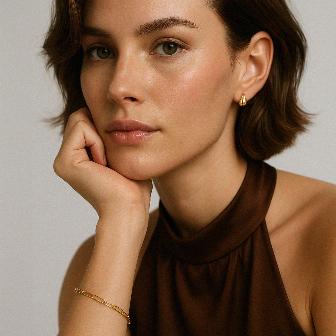 Bracelet à mailles trombone en or vermeil