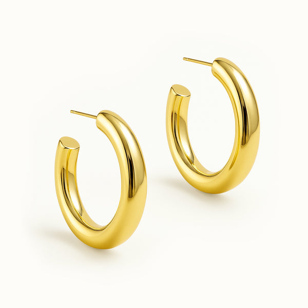 Charger l&#39;image dans la galerie, Boucles d&#39;oreilles anneaux classiques 25 mm en or vermeil
