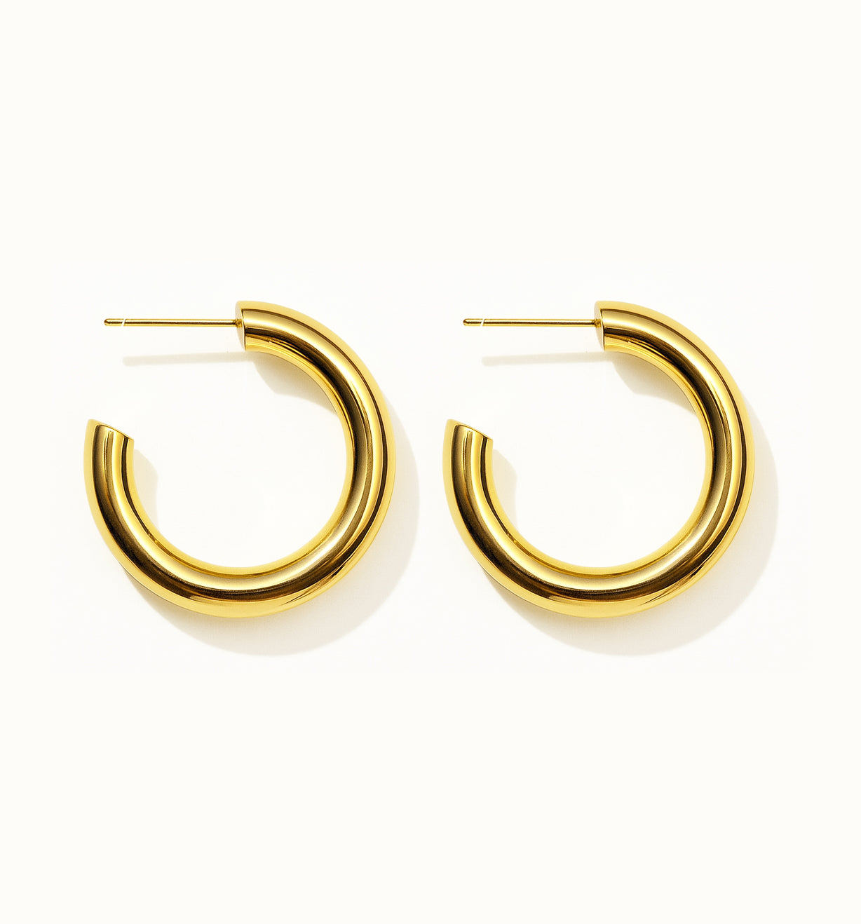 Boucles d'oreilles anneaux classiques 25 mm en or vermeil