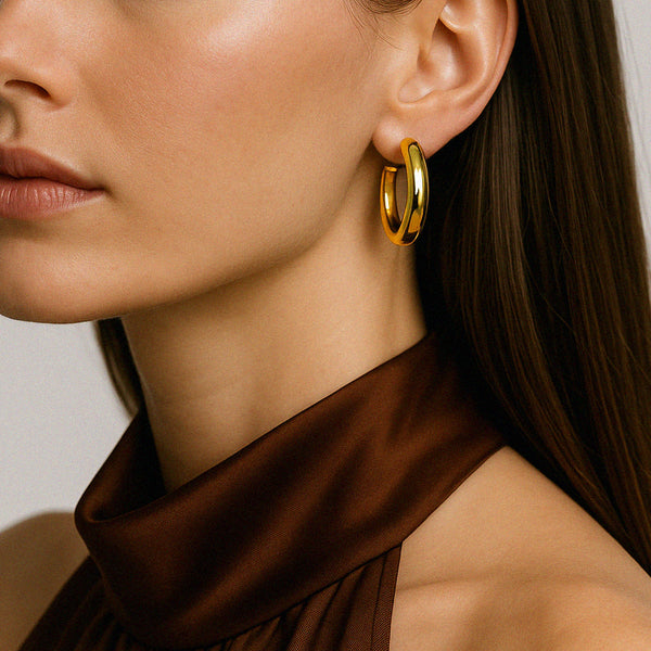 Charger l&#39;image dans la galerie, Boucles d&#39;oreilles anneaux classiques 25 mm en or vermeil
