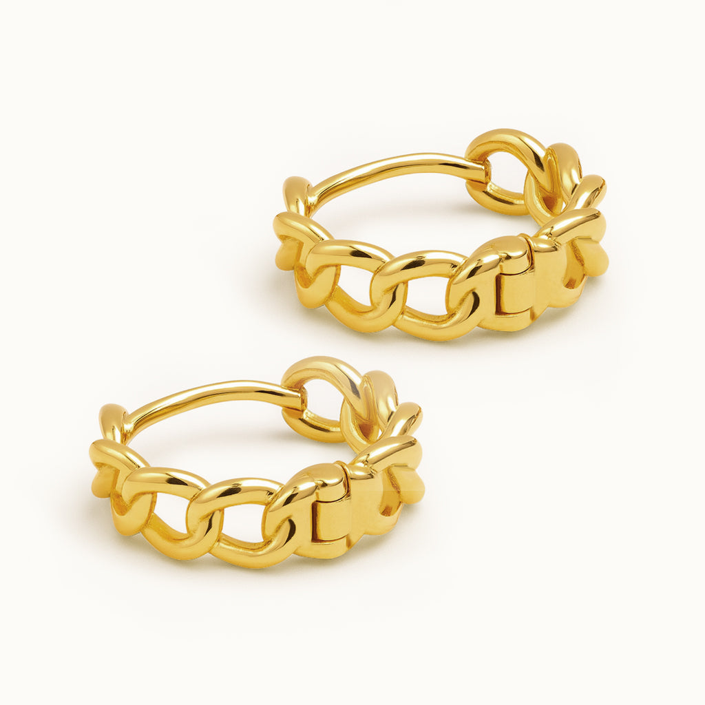 Boucles d'oreilles huggies 13 mm mailles gourmette en or vermeil