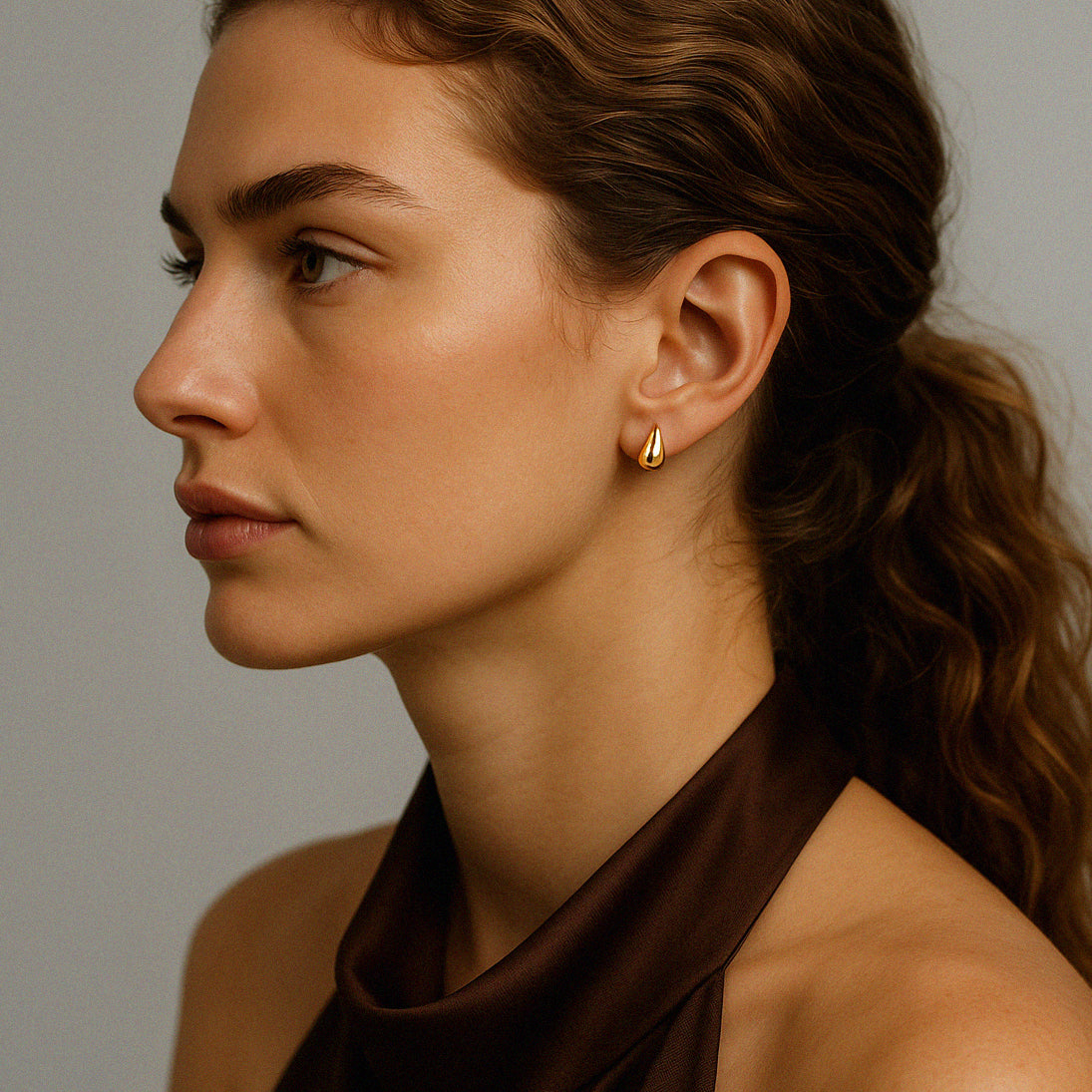 Boucle d'oreilles en forme de goutte en or vermeil