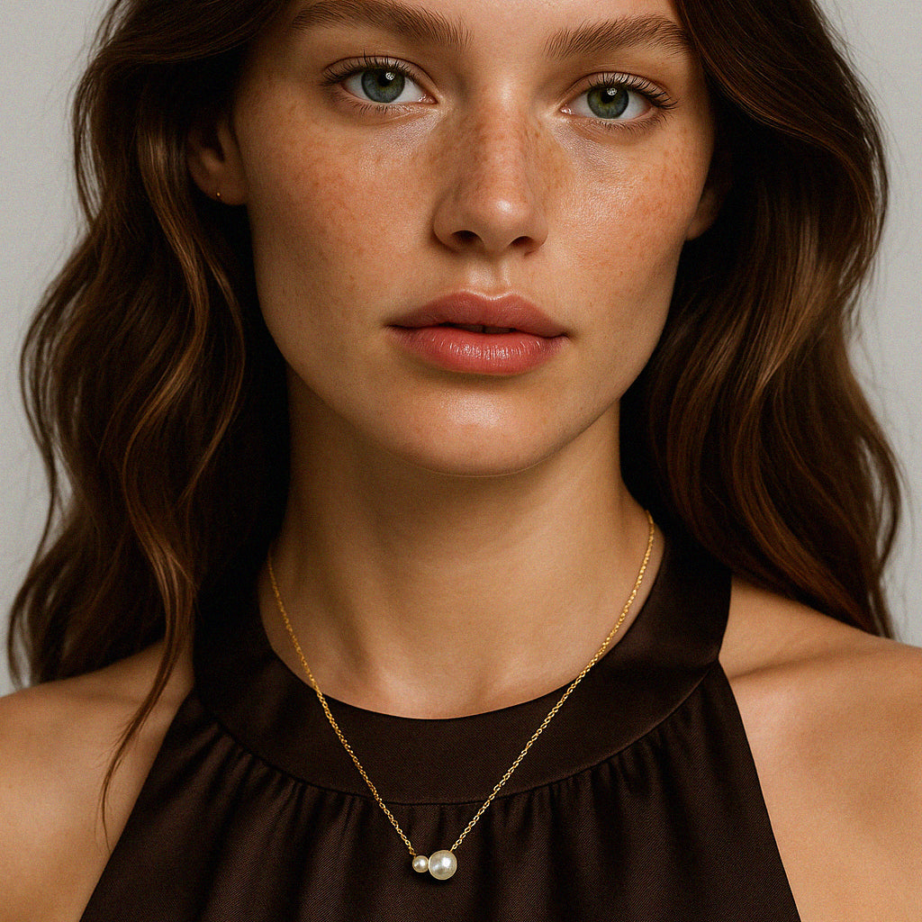 Collier en or vermeil avec duo de perles d’eau douce