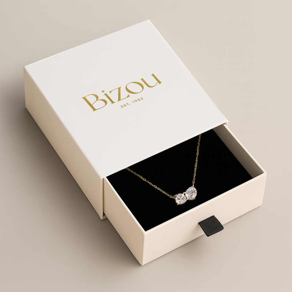 Gold vermeil necklace with a duo of cubic zirconia stones