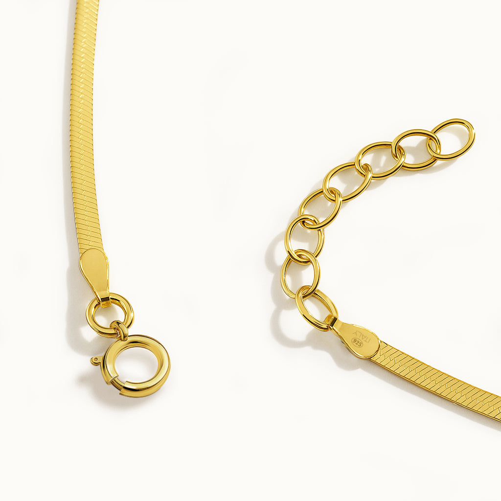 Chaîne à mailles serpentines plates en or vermeil