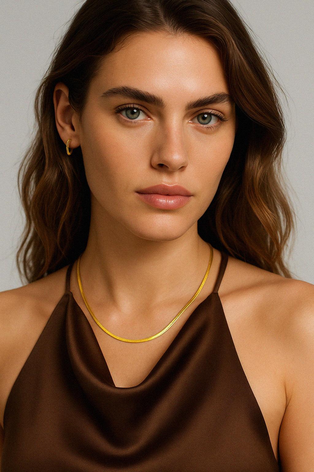 Chaîne à mailles serpentines plates en or vermeil