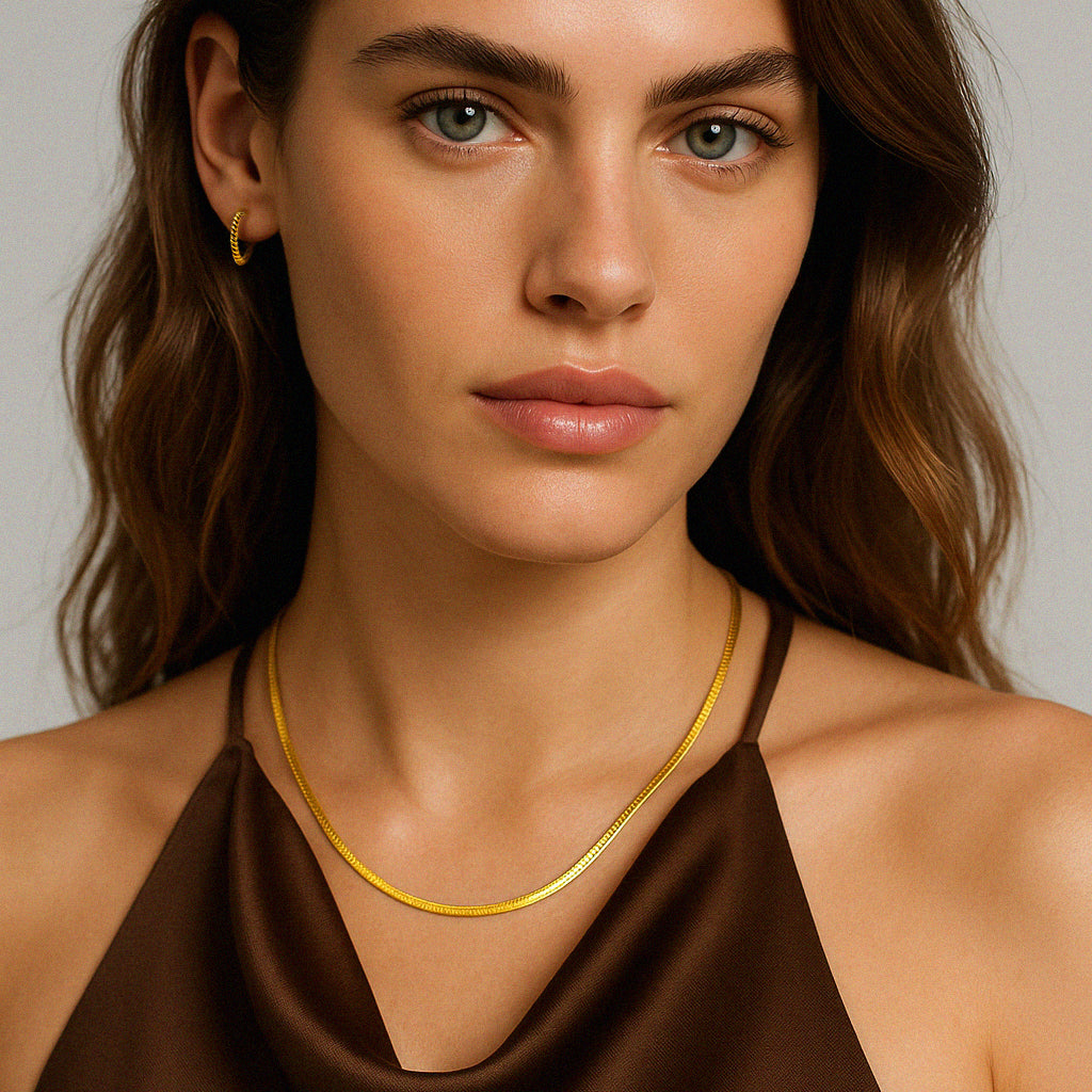 Chaîne à mailles serpentines plates en or vermeil