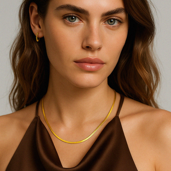 Chaîne à mailles serpentines plates en or vermeil