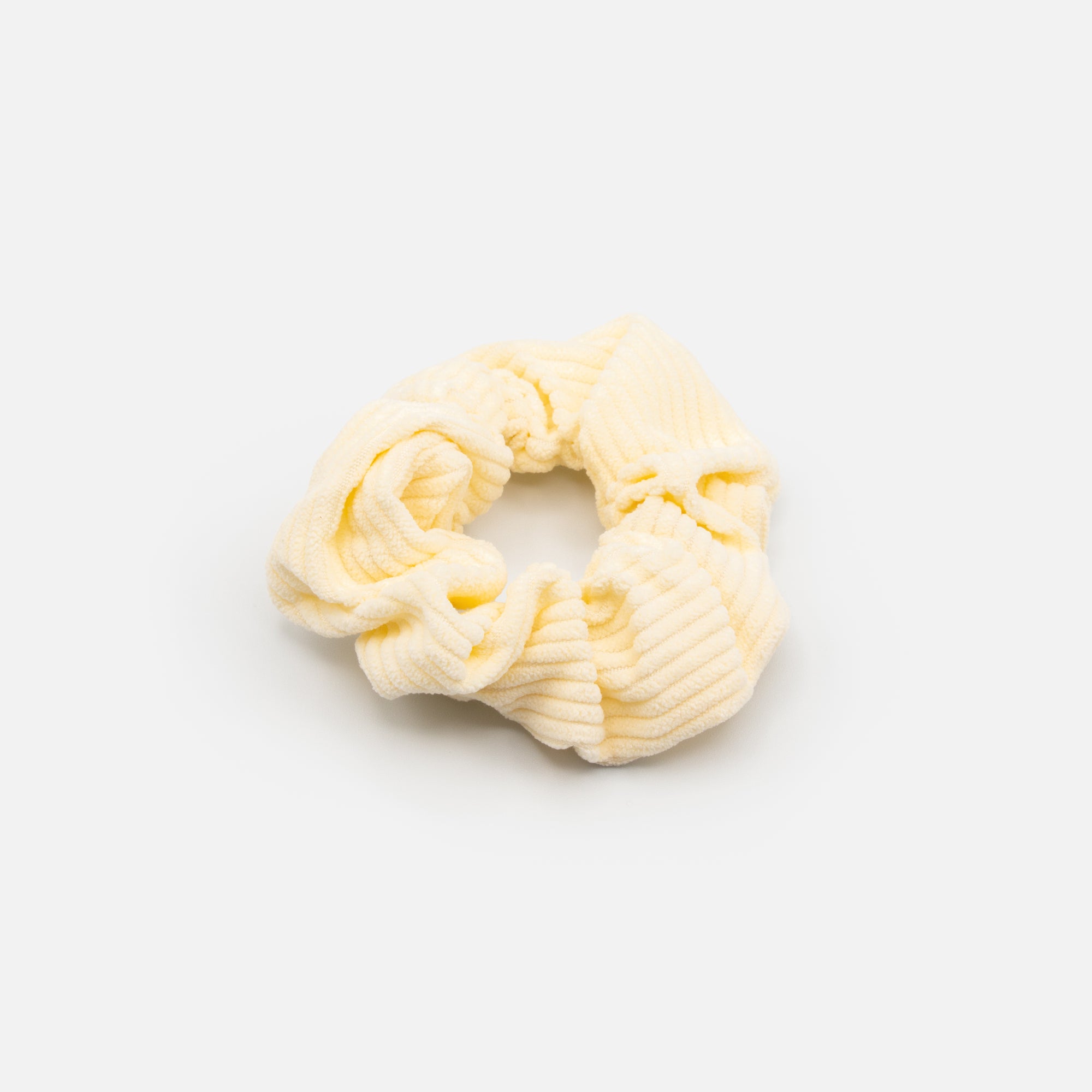 Pale yellow ribbed scrunchie