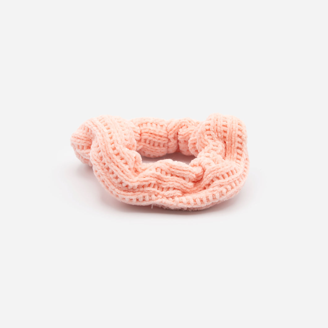 Pale pink chenille scrunchie