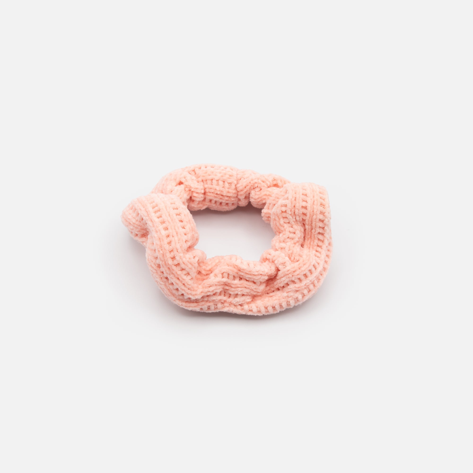 Pale pink chenille scrunchie