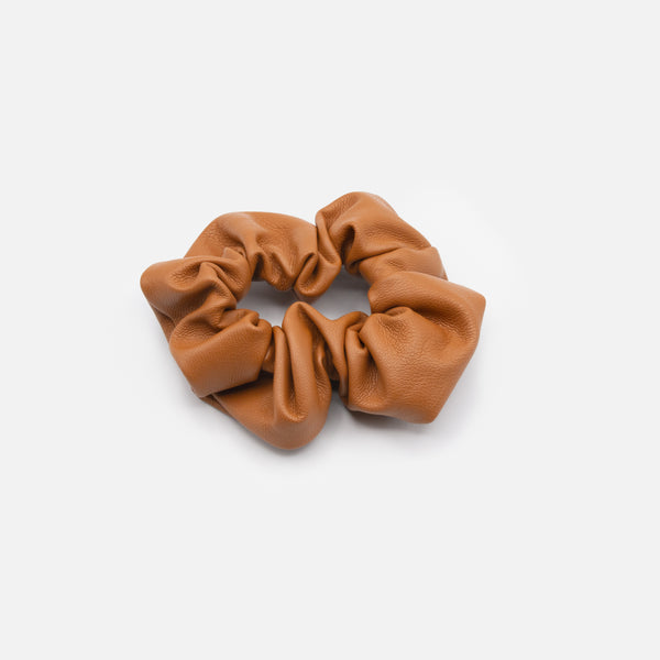 Load image into Gallery viewer, Brown leather effect scrunchie
