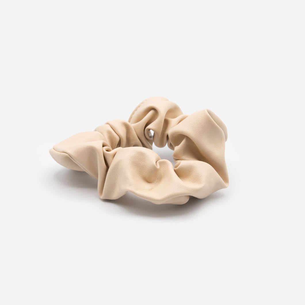 Ivory leather effect scrunchie