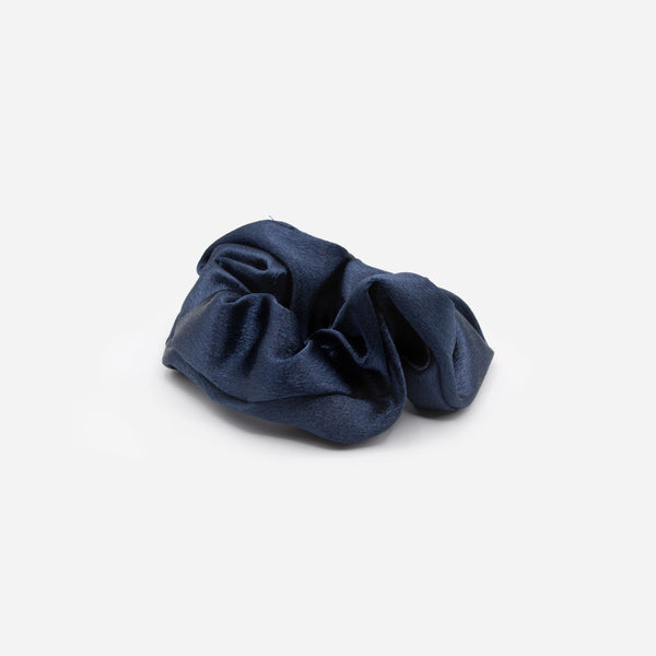 Load image into Gallery viewer, Navy satin scrunchie
