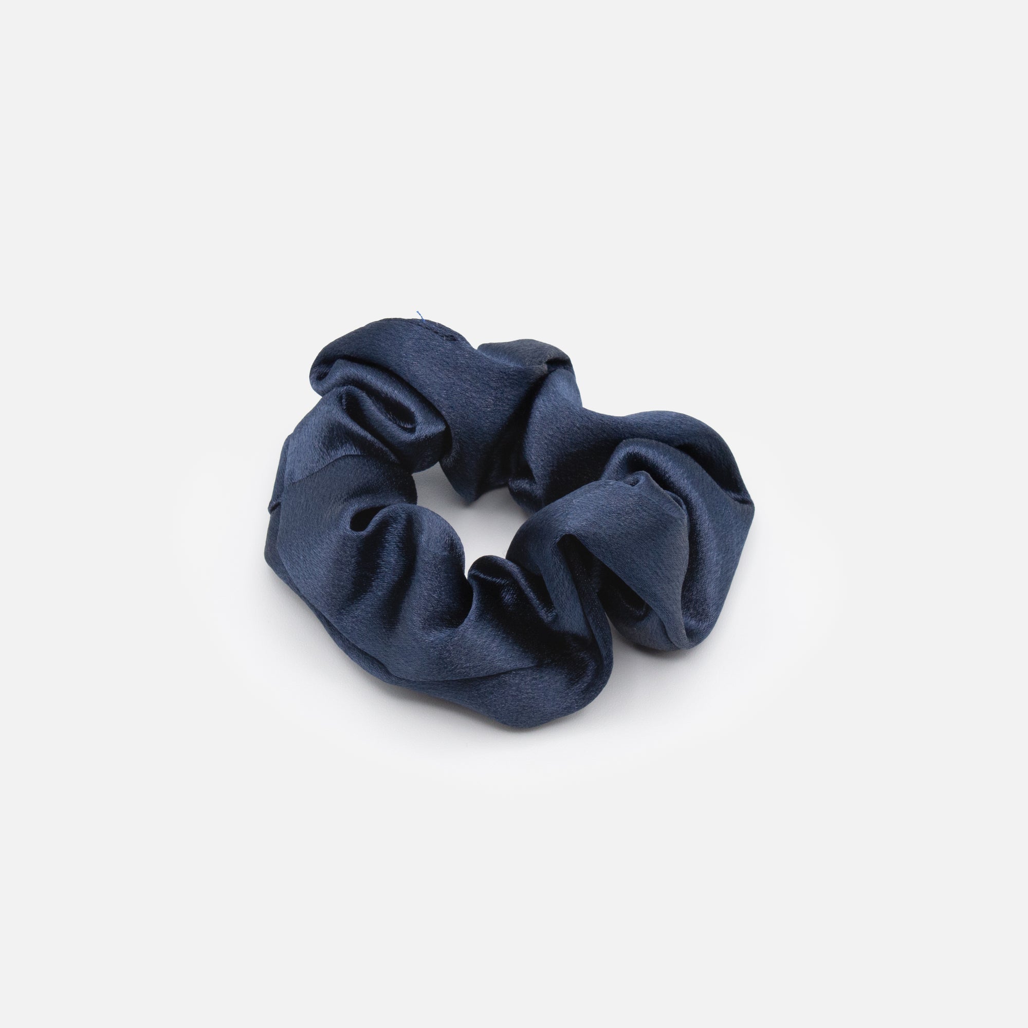 Navy satin scrunchie