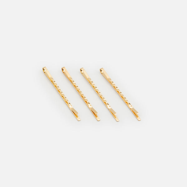 Load image into Gallery viewer, Set of four twisted gold clips
