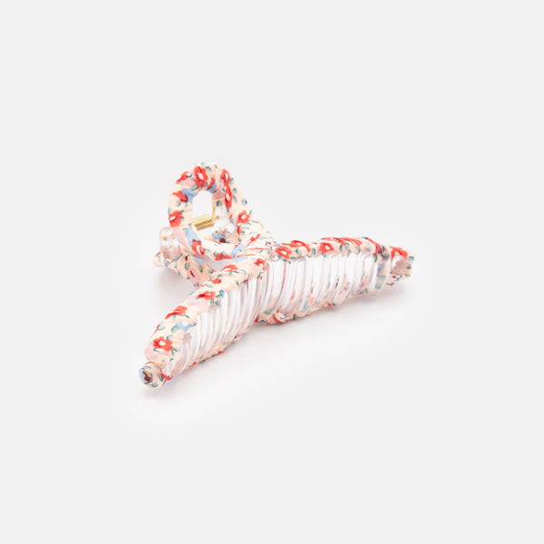 Load image into Gallery viewer, Flowered pale pink fabric hair clip
