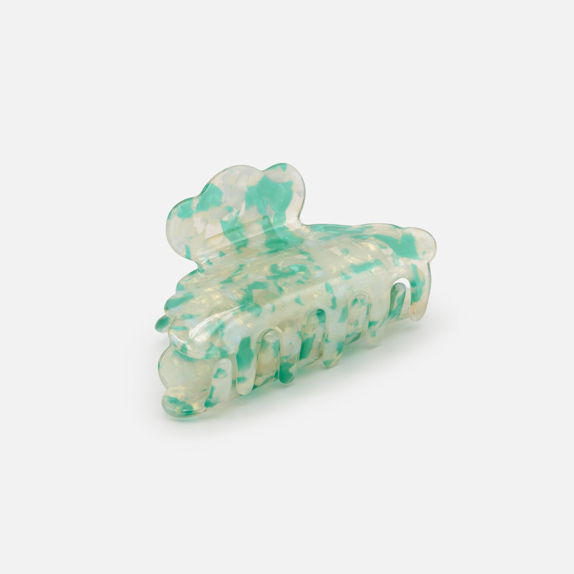 Medium green and pearly white shell clip