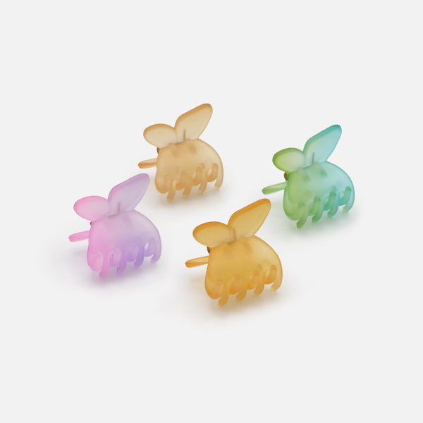 Load image into Gallery viewer, Set of four small multi-colored butterfly clips
