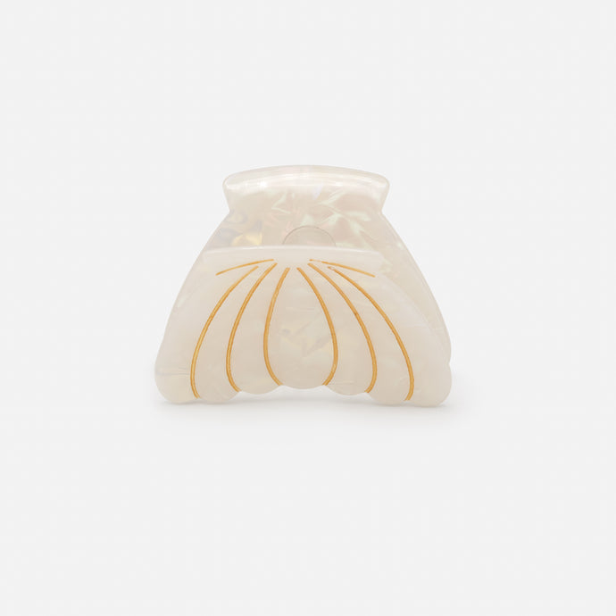 Medium pearly white and gold shell clip