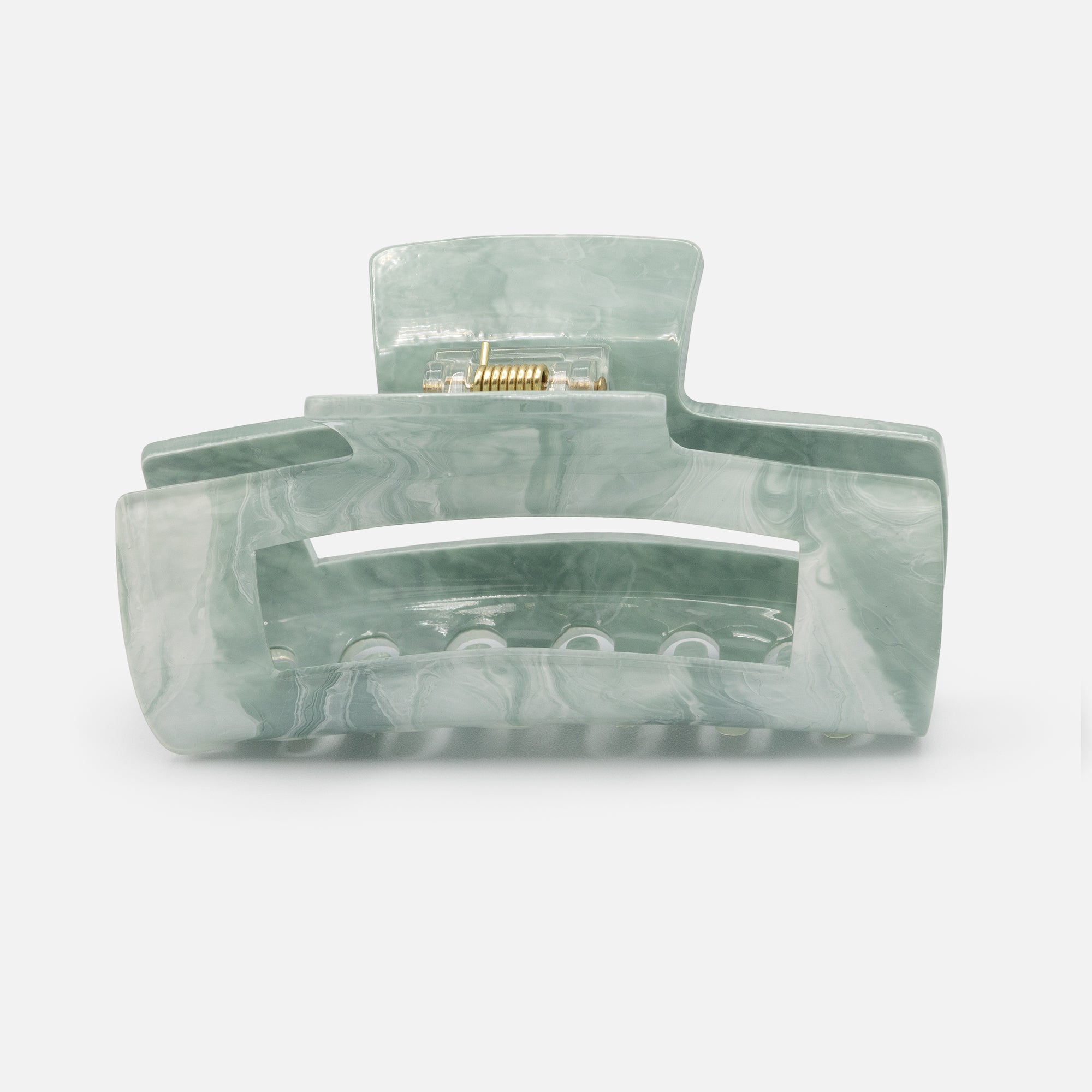 Very large rectangular sage green and white marbled clip