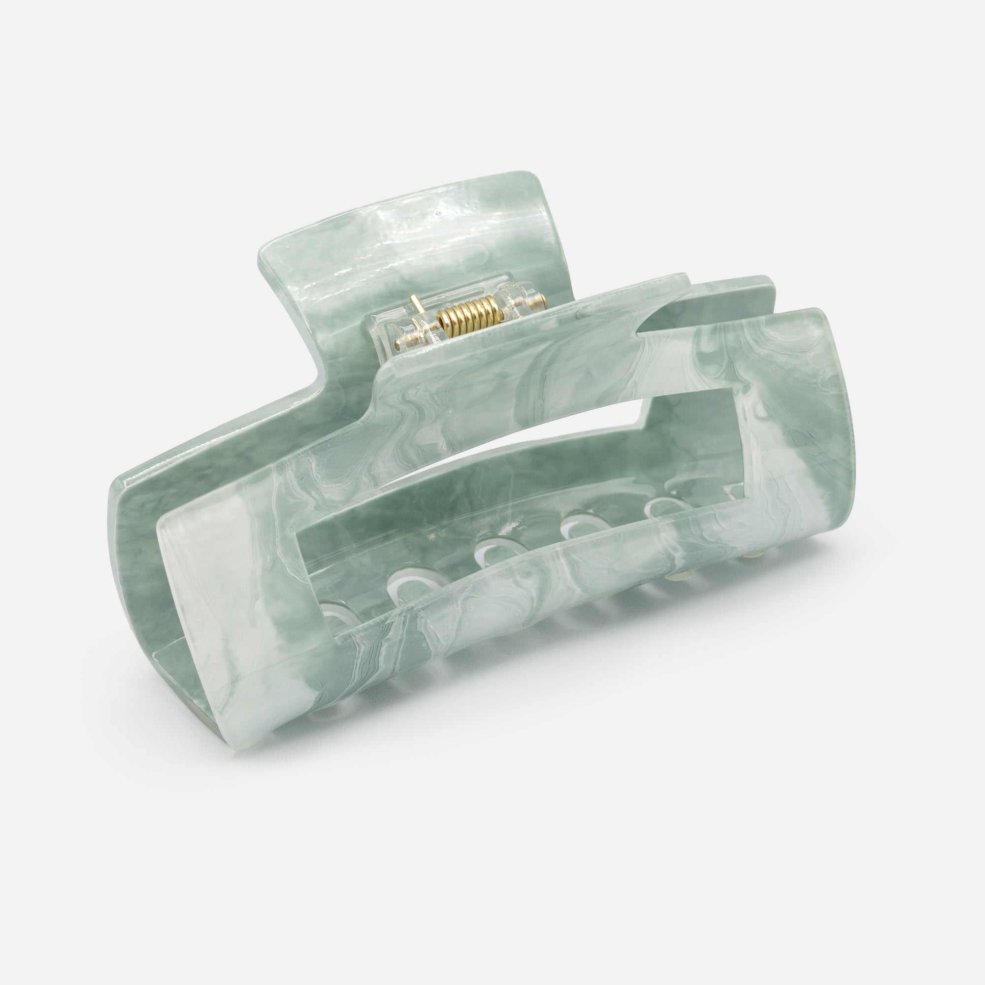 Very large rectangular sage green and white marbled clip