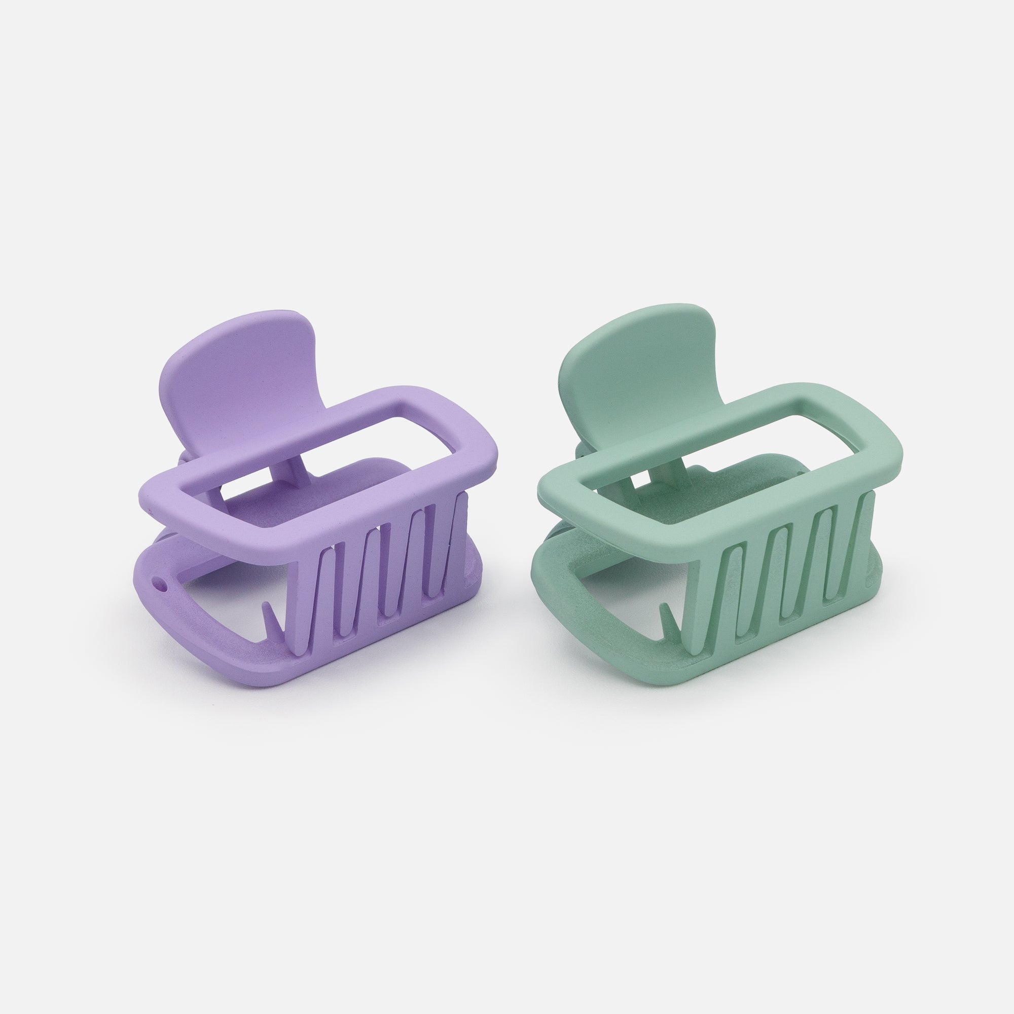 Duo of two medium purple and sage green rectangular clips