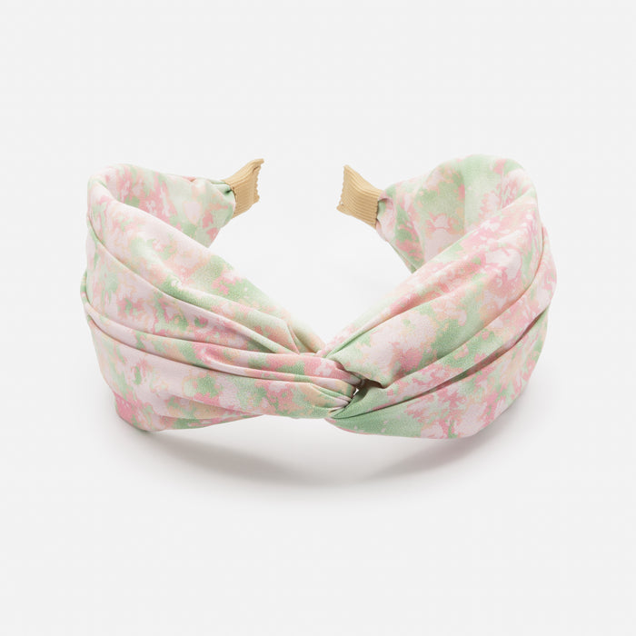 Bandeau rose et vert pâle avec noeud