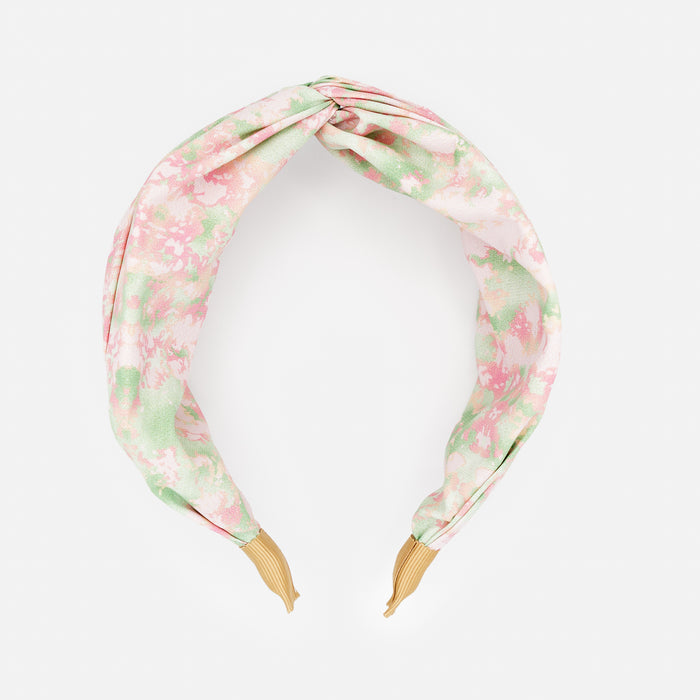 Bandeau rose et vert pâle avec noeud