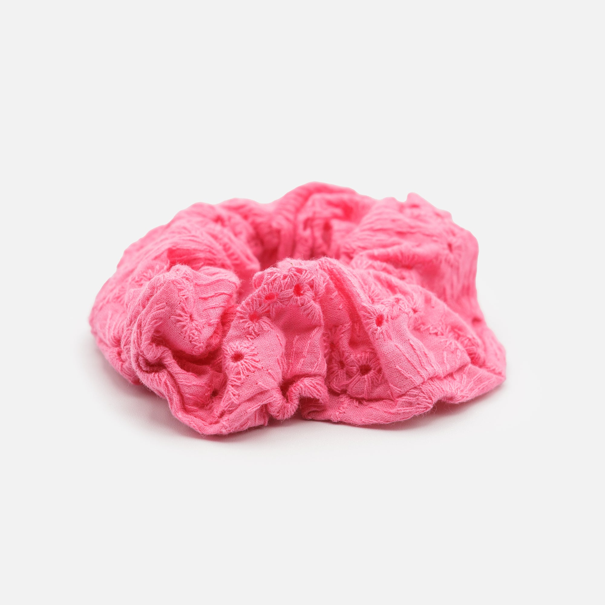 Pink embroidered scrunchie