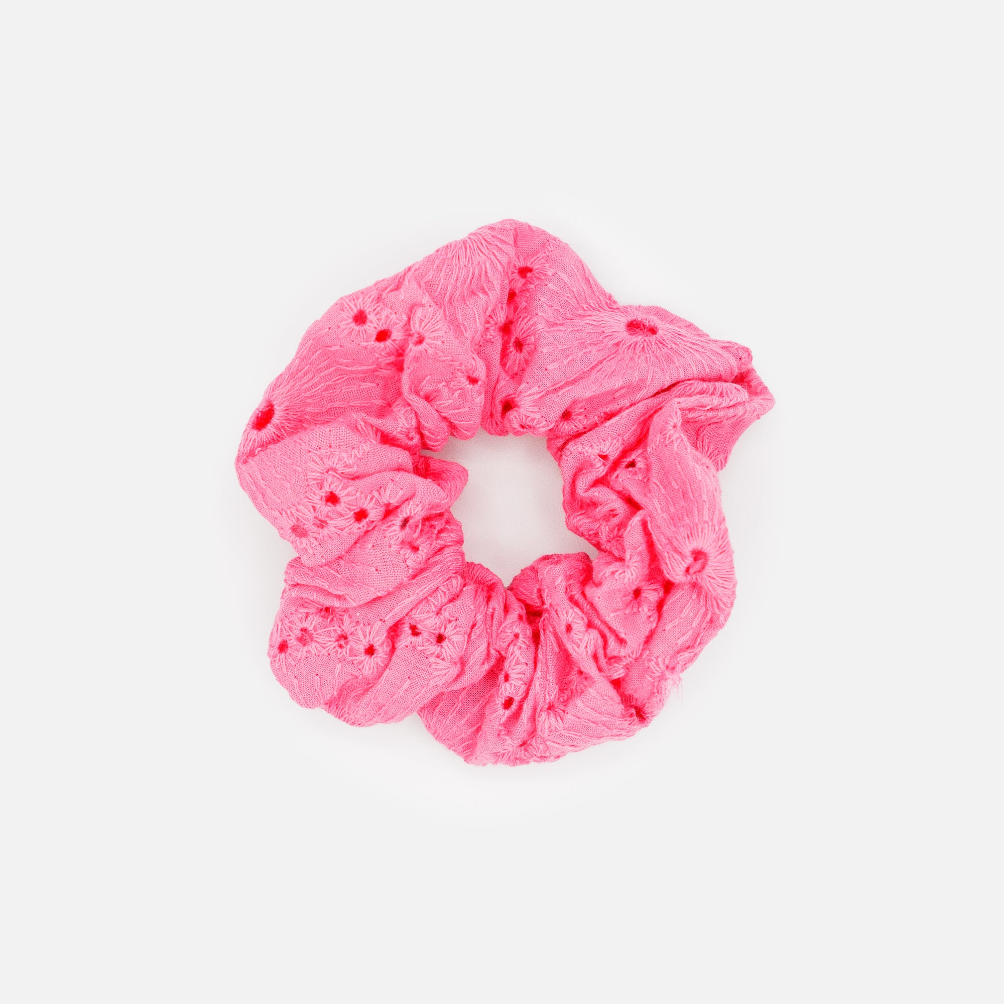 Pink embroidered scrunchie