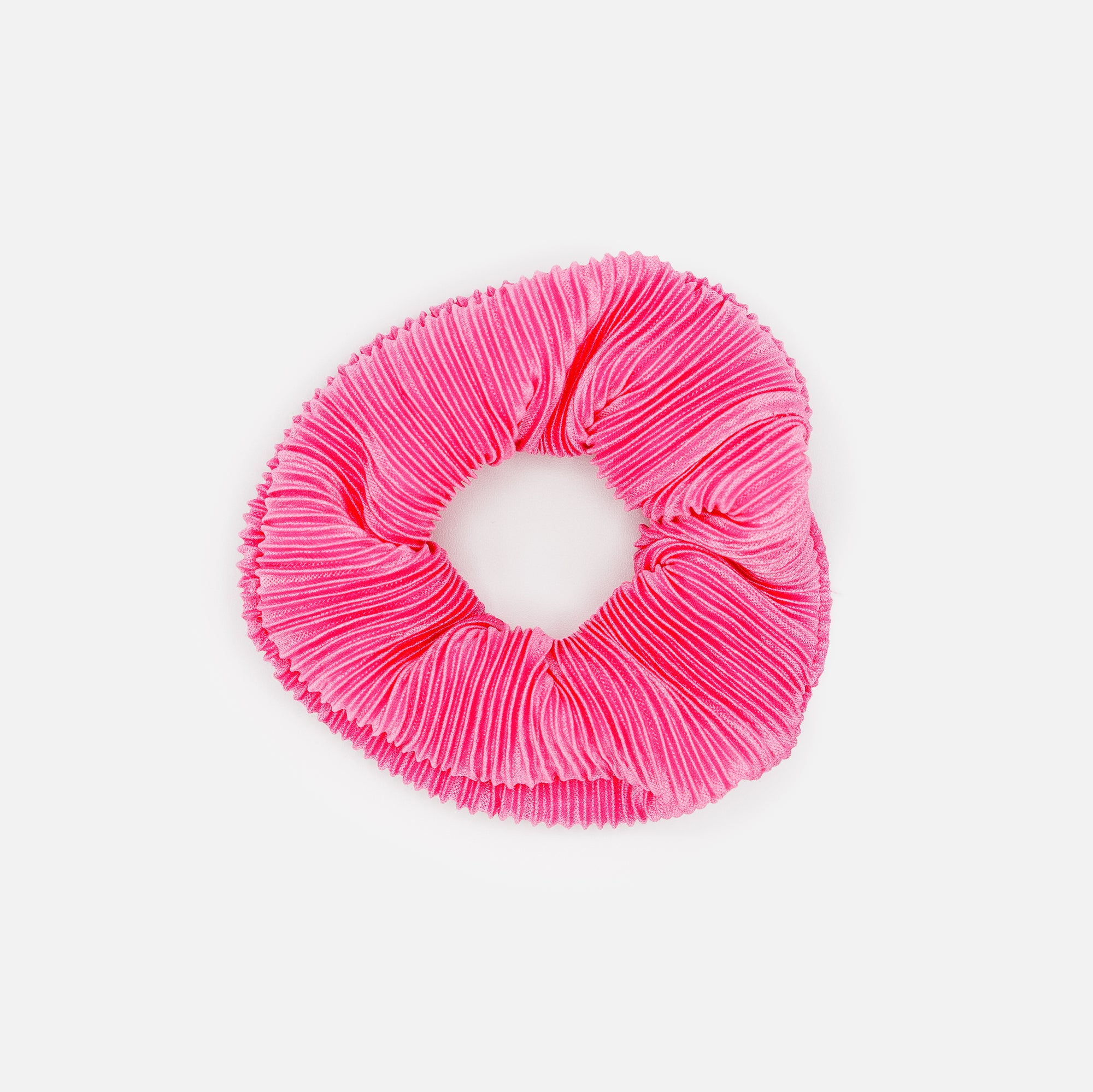 Ribbed pink scrunchie