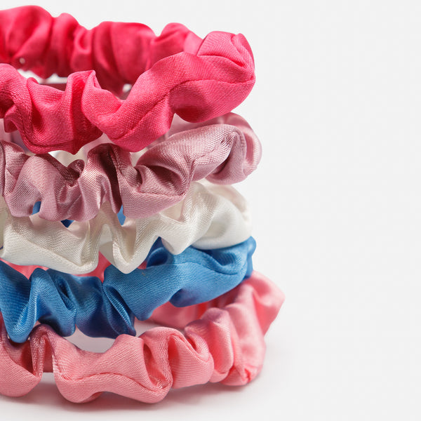Load image into Gallery viewer, Set of five colored satin elastics
