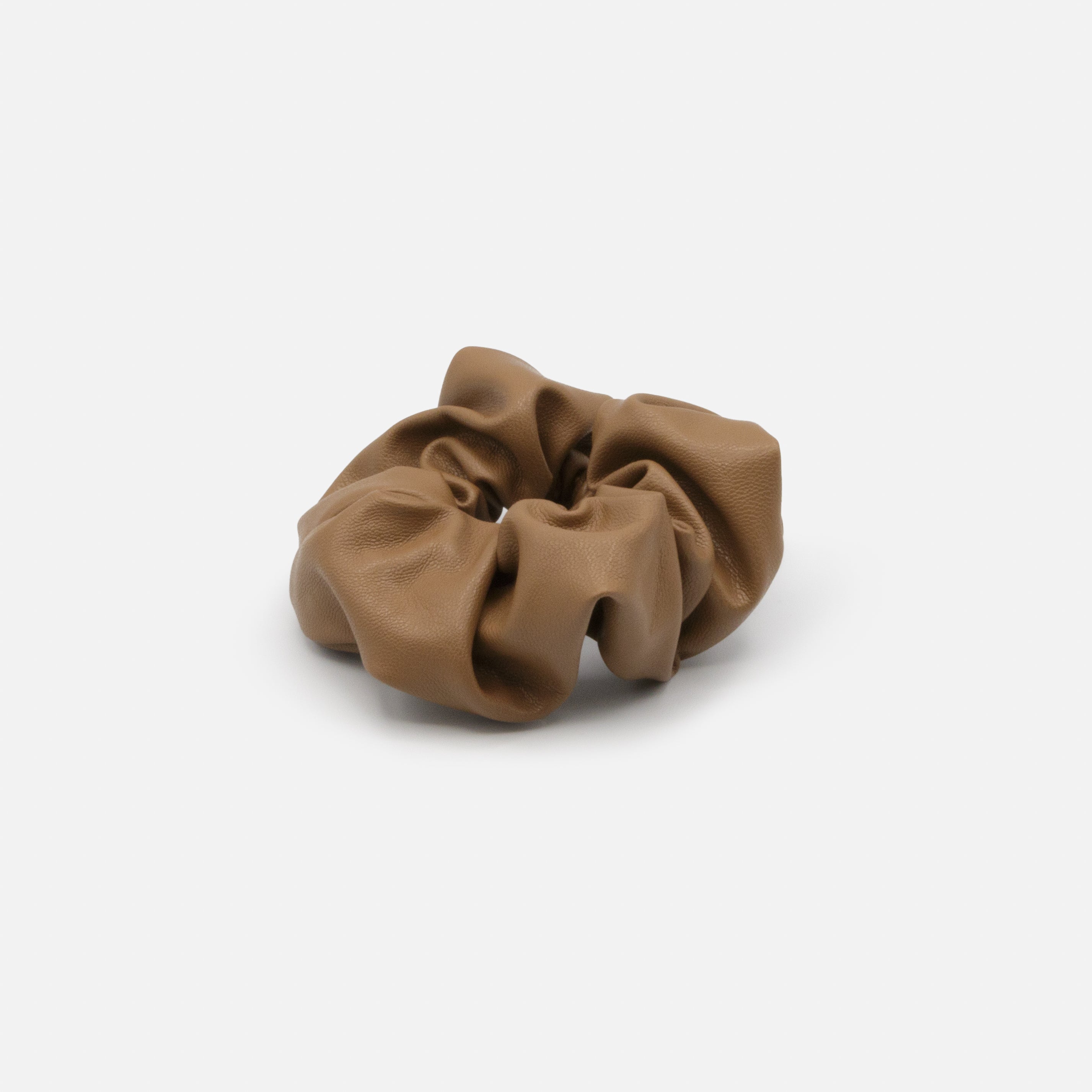 Pale brown leather effect scrunchie