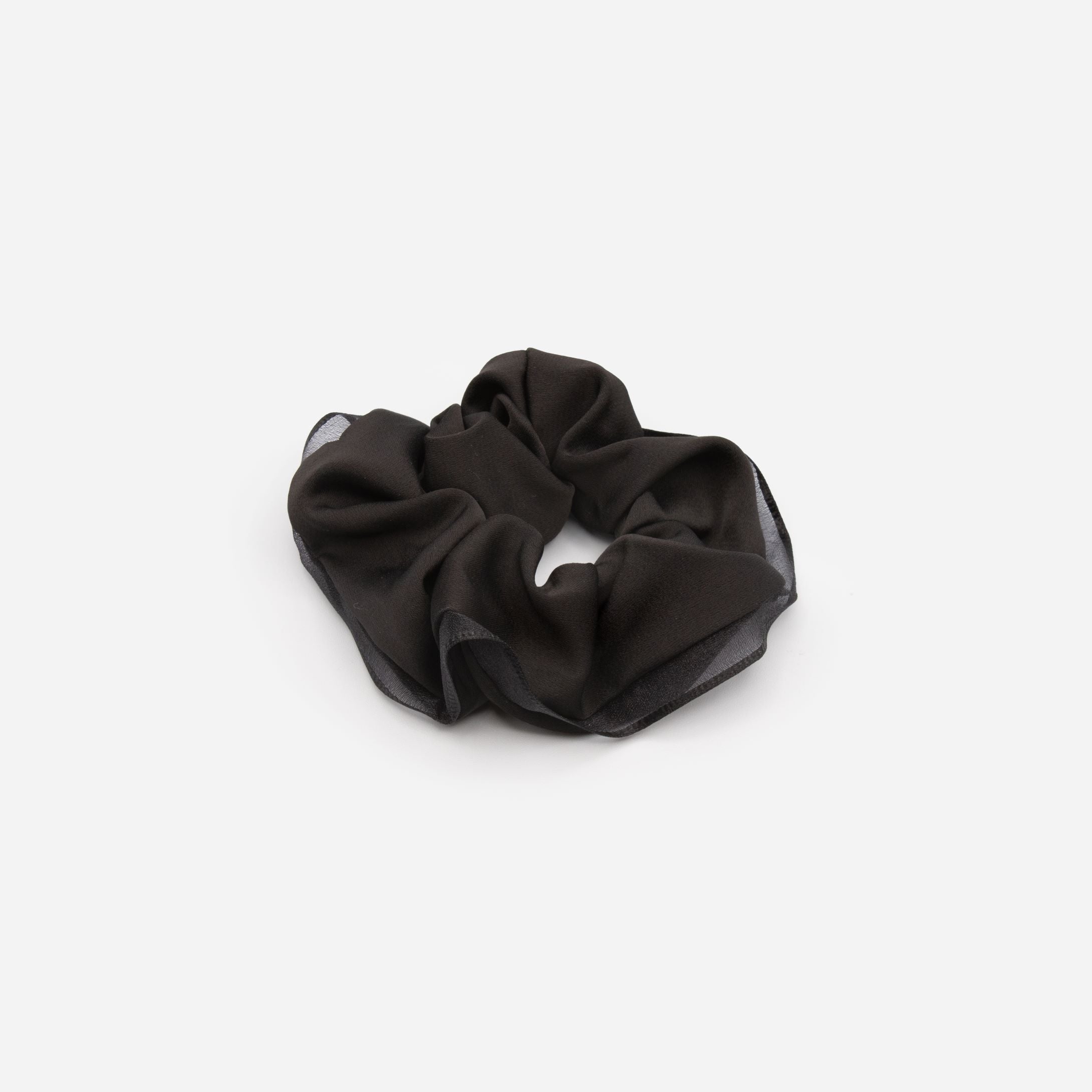 Black scrunchie with mesh trim