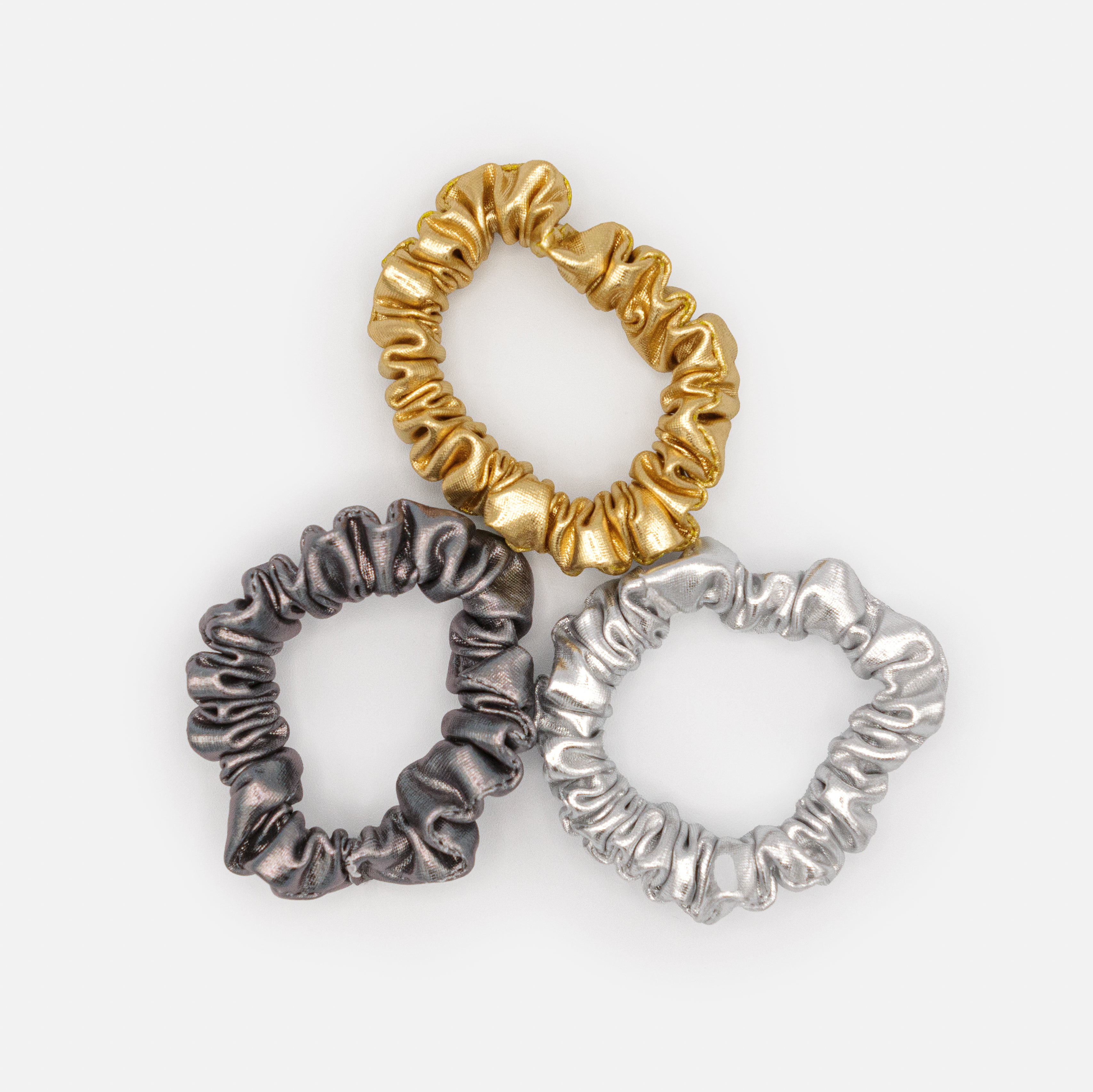 Trio d'élastiques effet métallique