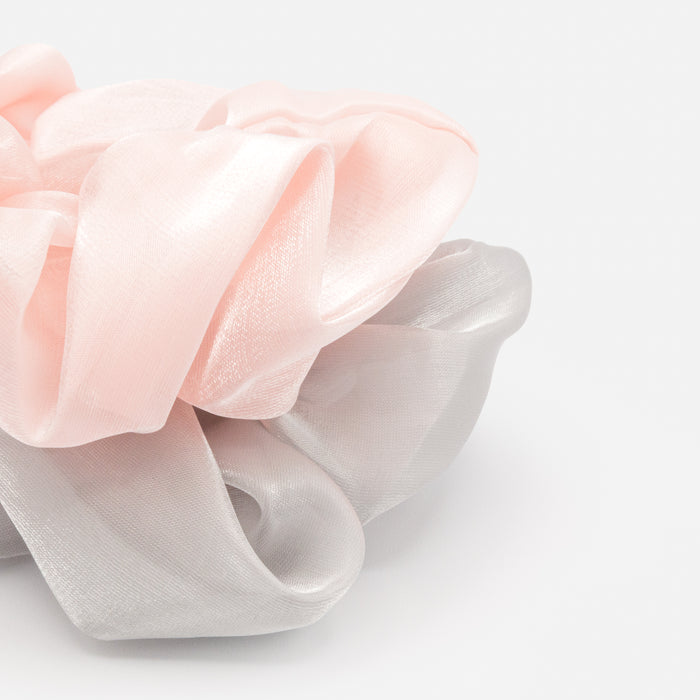Duo de chouchous gris pâle et rose pâle