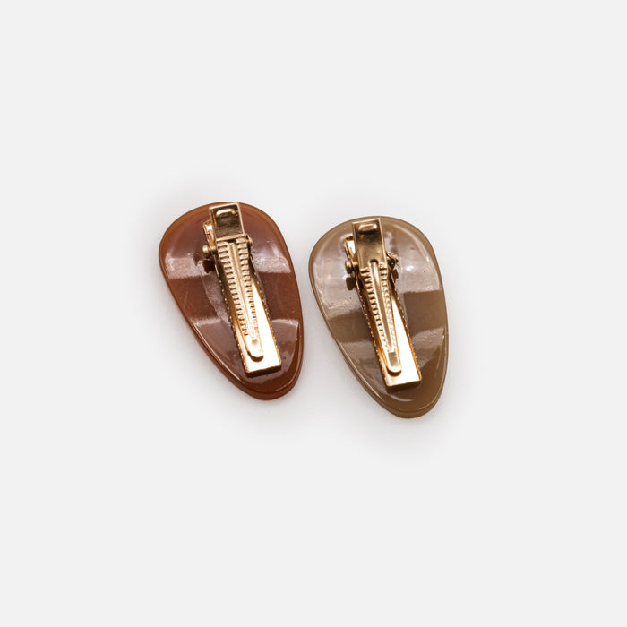 Duo de petites pinces beige et caramel