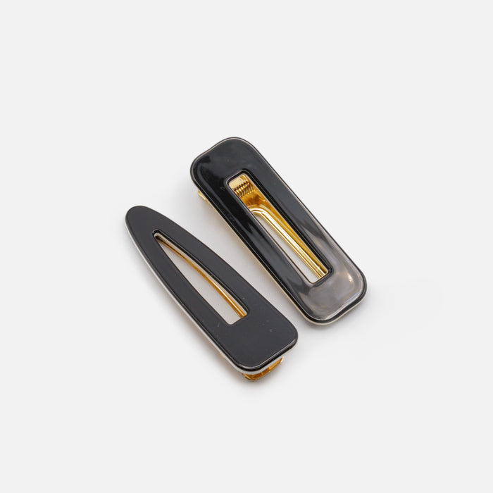 Duo de pinces noires géométriques