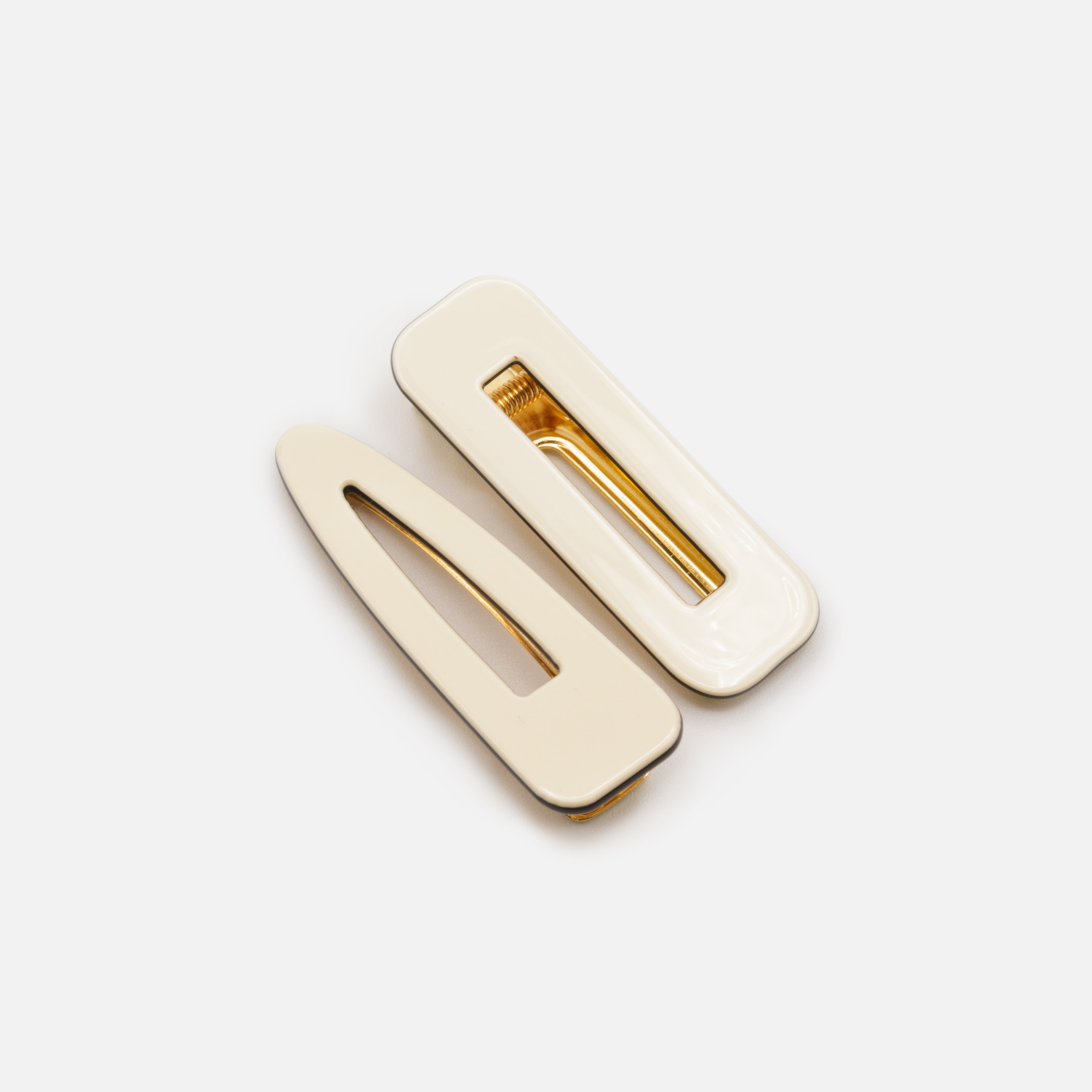 Duo of geometric ivory clips